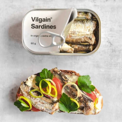Vilgain Sardynki 6 szt. - w BIO oliwie z oliwek, wysokobiałkowe (90g)