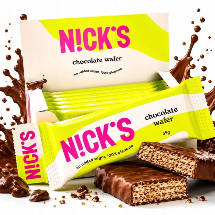 Nick's Chocolate Wafer x 24 szt. - baton, wafelek czekoladowy, bez cukru