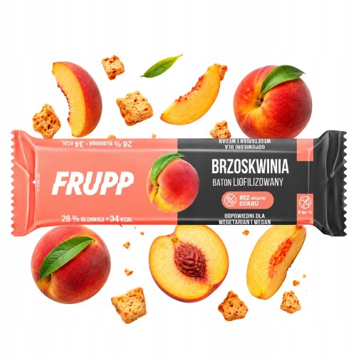 Frupp Brzoskwinia - baton liofilizowany, wegański, bez glutenu, bez cukru