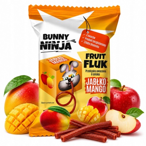Bunny Ninja Fruit Fluk - mango, jabłko, bez cukru (15g)