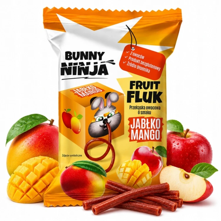 Bunny Ninja Fruit Fluk - mango, jabłko, bez cukru (15g)