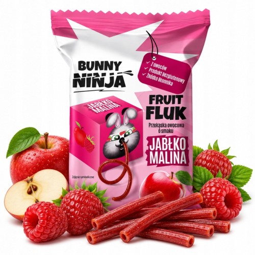 Bunny Ninja Fruit Fluk - malina, jabłko, bez cukru (15g)