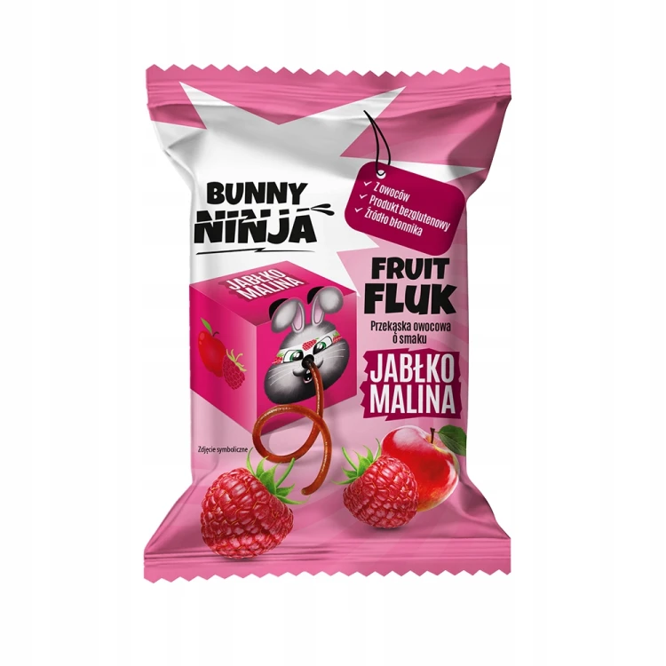 Bunny Ninja Fruit Fluk - malina, jabłko, bez cukru (15g)