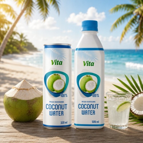 VITA Woda Kokosowa MIX 24 szt. Puszka i Butelka - bez cukru, 100% NFC