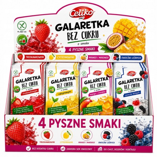 Celiko Galaretka MIX 4 Smaki - 20 szt. bez cukru, bez glutenu