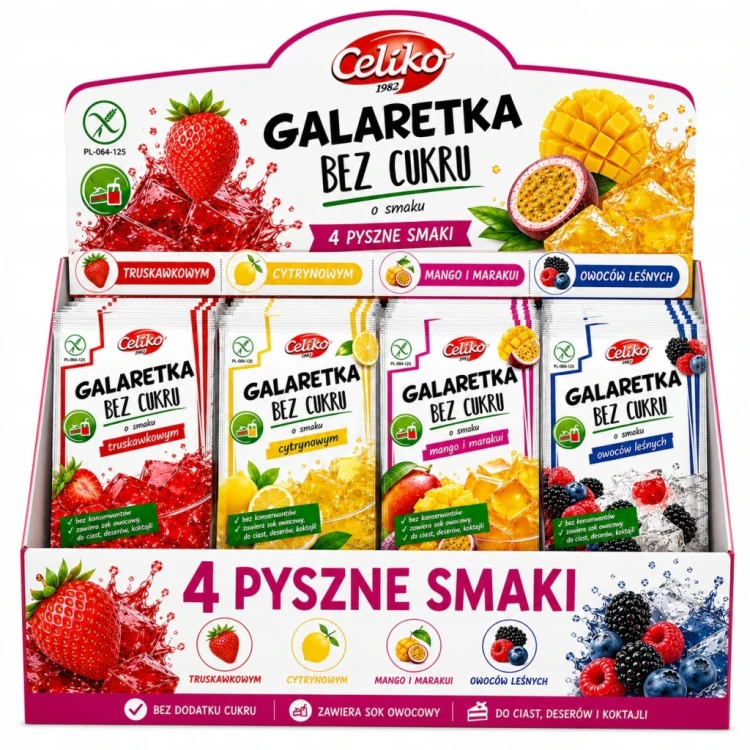 Celiko Galaretka MIX 4 Smaki - 20 szt. bez cukru, bez glutenu