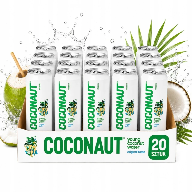 COCONAUT Woda kokosowa 20 szt. w puszce 100% bez cukru elektrolity 320ml