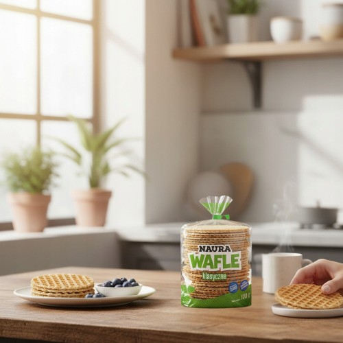 Naura Wafle MIX Smaków 9 szt. - bez cukru, błonnik (100g)