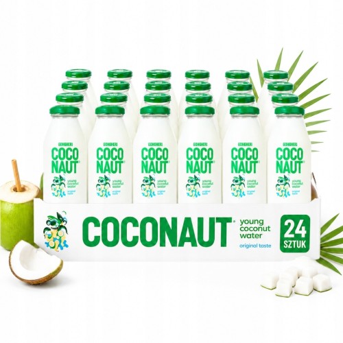 COCONAUT Woda kokosowa 24 szt. w szklanej butelce 100% bez cukru 250ml