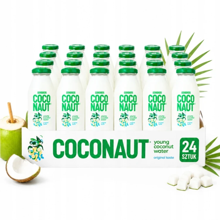 COCONAUT Woda kokosowa 24 szt. w szklanej butelce 100% bez cukru 250ml
