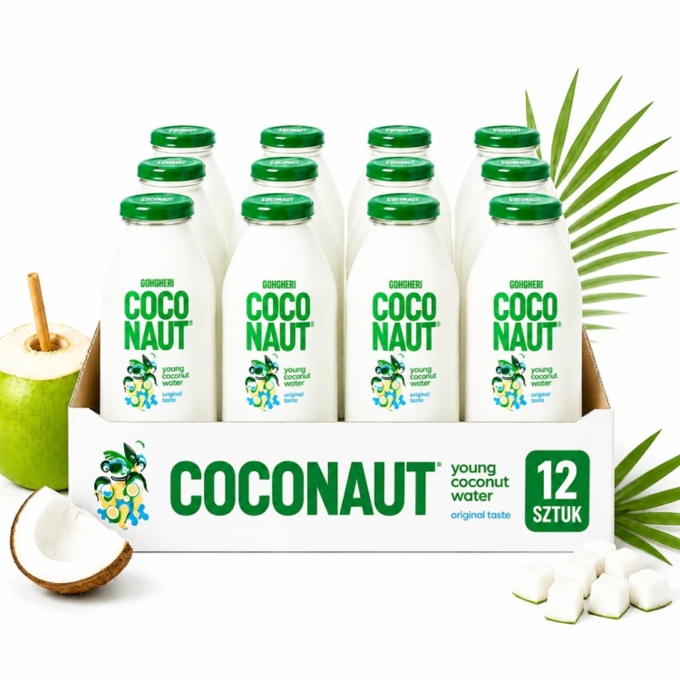 COCONAUT Woda kokosowa 12 szt. w szklanej butelce 100% bez cukru 250ml