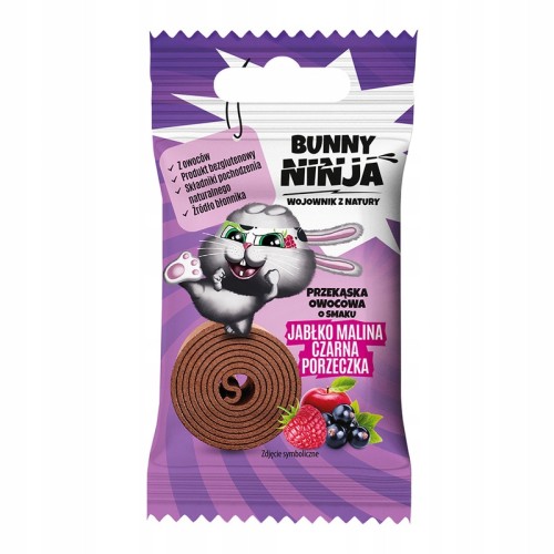 Bunny Ninja Fruit Rolls - jabłko, malina, czarna porzeczka, bez cukru (15g)