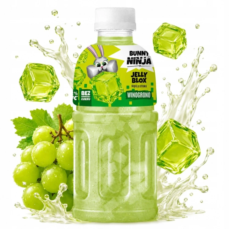 NATA DE COCO Bunny Ninja Jelly Blox Winogrono napój NFC 72% soku bez cukru