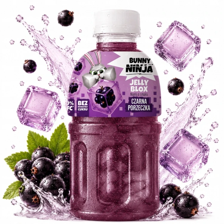 NATA DE COCO Bunny Ninja Jelly Blox Porzeczka napój NFC 72% soku bez cukru