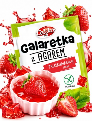 Celiko Galaretka z Agarem Truskawkowa - bez cukru, bez glutenu, wegańska