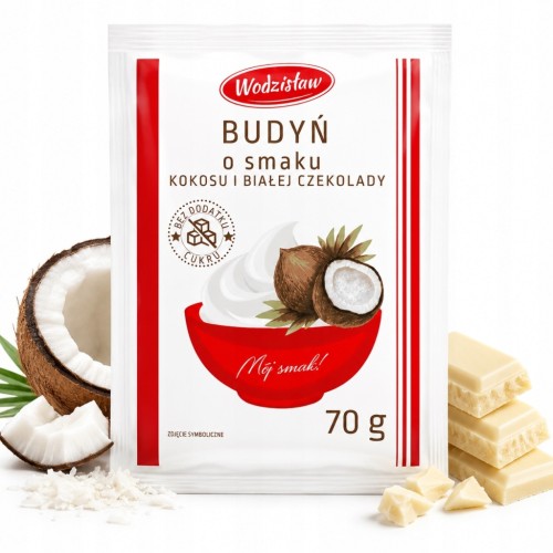 Wodzisław Budyń Kokos i Biała Czekolada - z erytrytolem, bez cukru (70g)