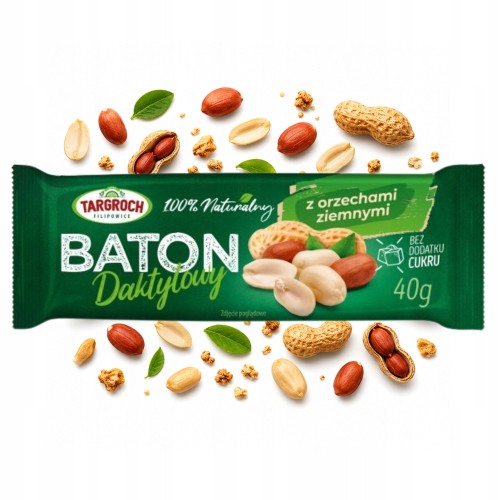 Targroch Baton Daktylowy z Orzechami Ziemnymi - naturalny, bez cukru (40g)