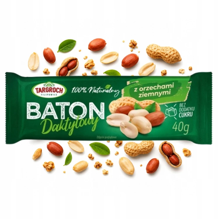 Targroch Baton Daktylowy z Orzechami Ziemnymi - naturalny, bez cukru (40g)