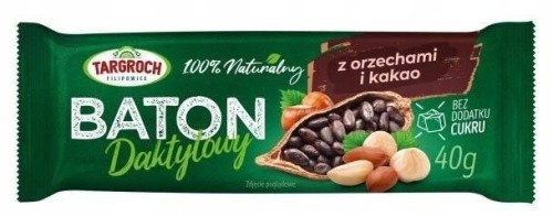 Targroch Baton Daktylowy Orzechy i Kakao - naturalny, bez cukru (40g)