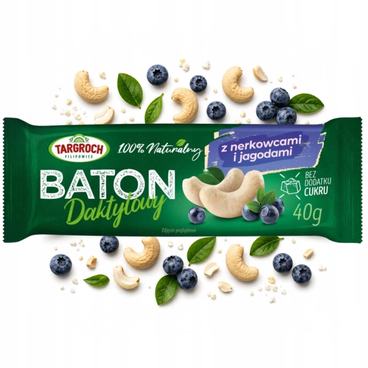 Targroch Baton Daktylowy Nerkowce i Jagody - naturalny, bez cukru (40g)