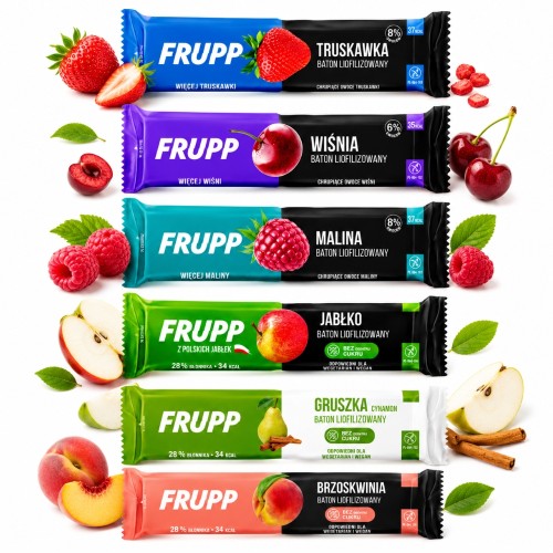 Frupp MIX 6 Smaków - baton liofilizowany, wegański, bez glutenu, bez cukru