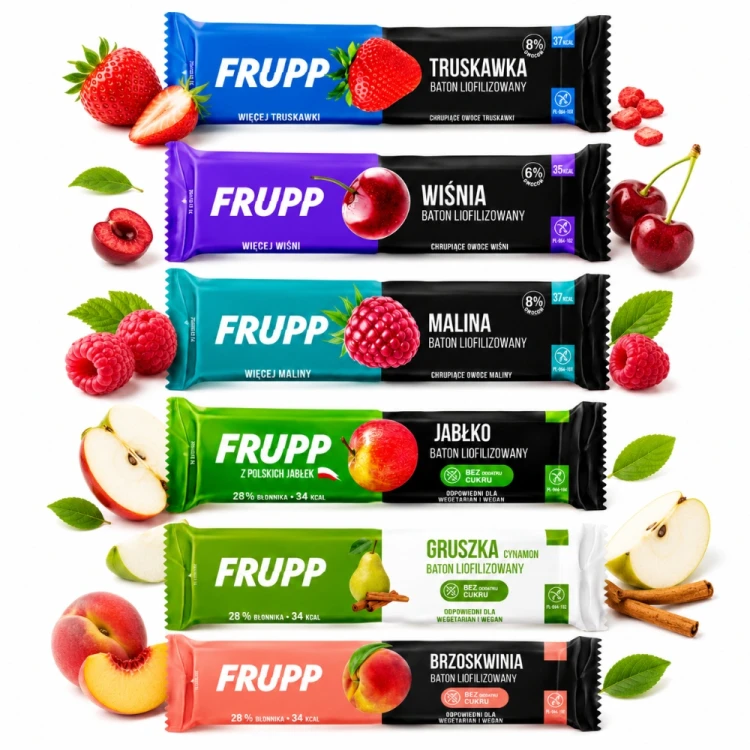 Frupp MIX 6 Smaków - baton liofilizowany, wegański, bez glutenu, bez cukru