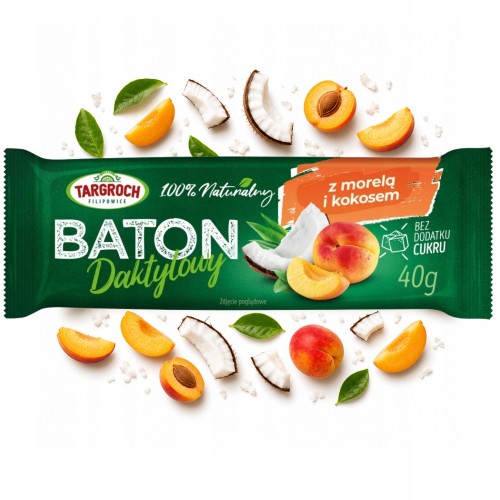 Targroch Baton Daktylowy z Kokosem i Morelami - naturalny, bez cukru (40g)