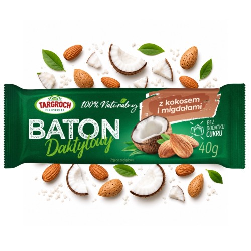Targroch Baton Daktylowy z Kokosem i Migdałami - naturalny, bez cukru (40g)