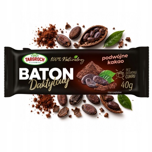 Targroch Baton Daktylowy Podwójne Kakao - naturalny, bez cukru (40g)