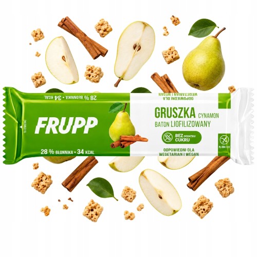 Frupp Gruszka Cynamon- baton liofilizowany wegański, bez glutenu, bez cukru