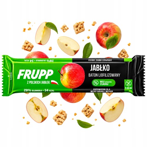 Frupp Jabłkowy - baton liofilizowany, wegański, bez glutenu, bez cukru