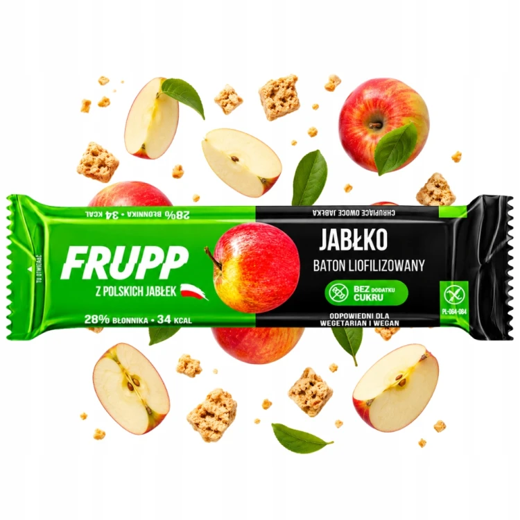 Frupp Jabłkowy - baton liofilizowany, wegański, bez glutenu, bez cukru