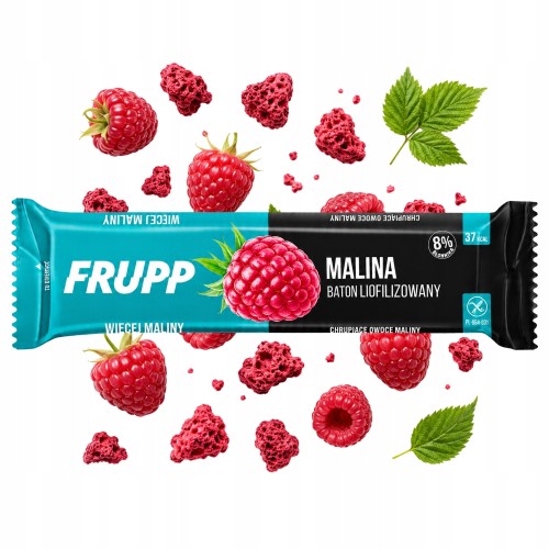Frupp Malina - baton liofilizowany, wegański, bez glutenu, bez cukru