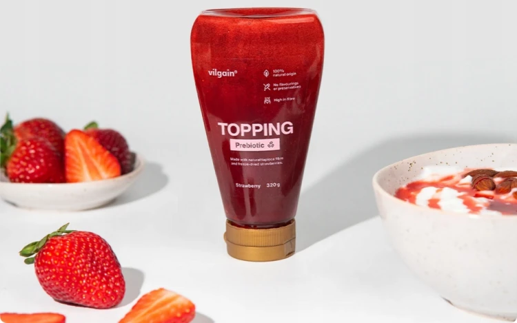 Vilgain Prebiotic Topping - polewa truskawkowa, błonnik, niski IG (320g)