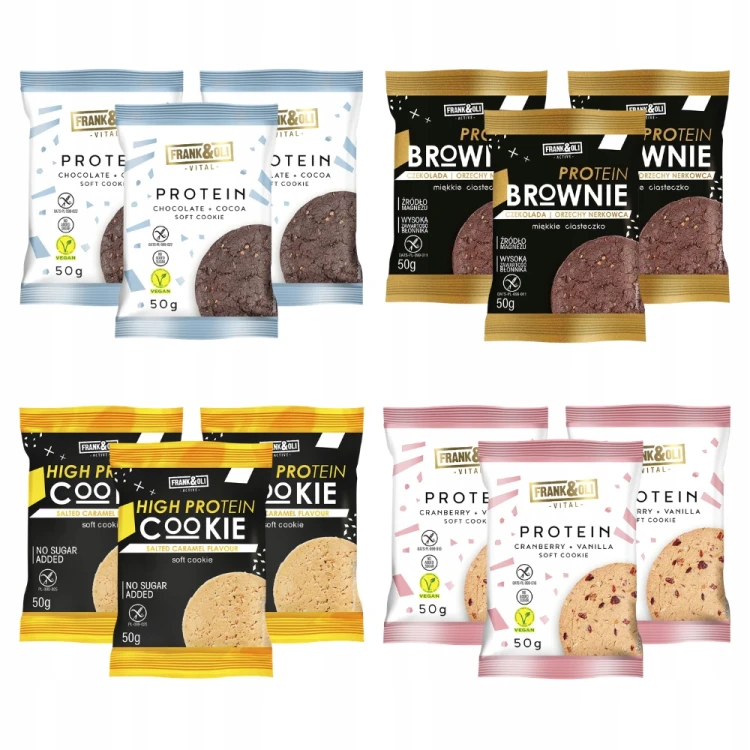 Frank&Oli Protein MIX 4 Smaki - 12 szt. ciastka wysokobiałkowe, bez glutenu