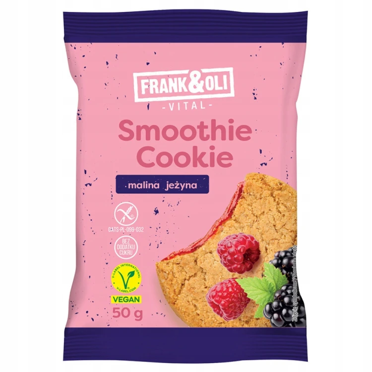 Frank&Oli Smoothie Cookie - ciastko jeżyna, malina, bez cukru (50g)