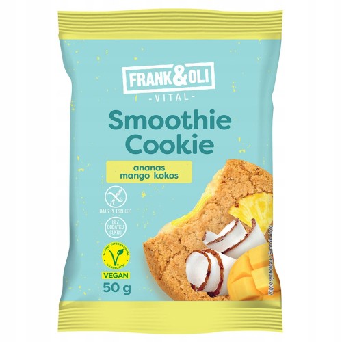 Frank&Oli Smoothie Cookie - ciastko ananas, mango ,kokos. bez cukru (50g)