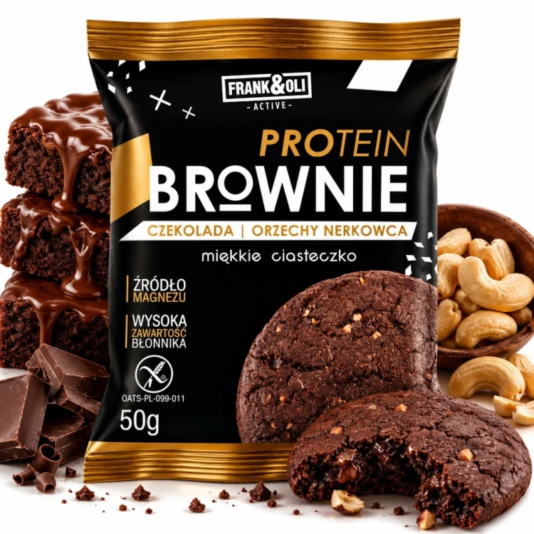 Frank&Oli Protein Brownie - ciastko białkowe, bezglutenowe, bez cukru (50g)