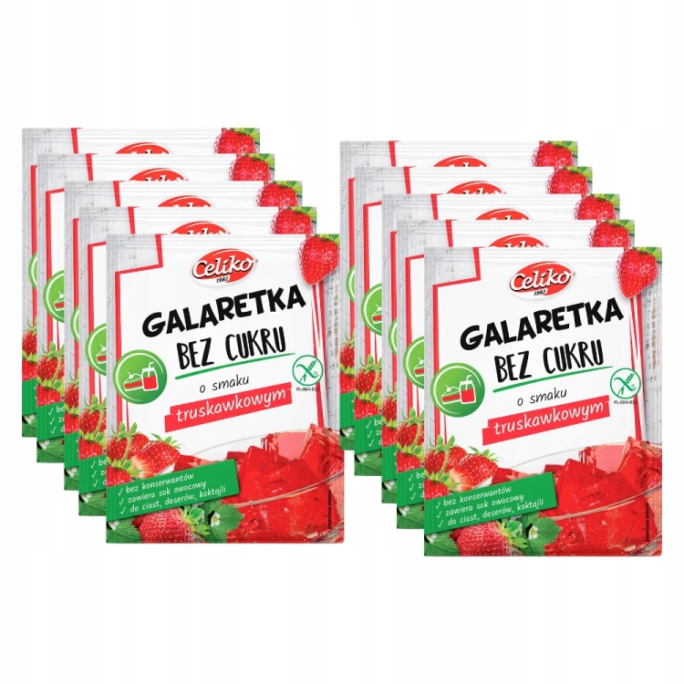 Celiko Galaretka Truskawkowa - 10 szt. bez cukru, bez glutenu