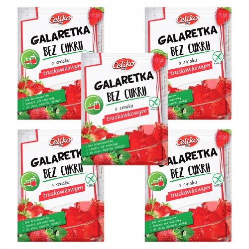 Celiko Galaretka Truskawkowa - 5 szt. bez cukru, bez glutenu