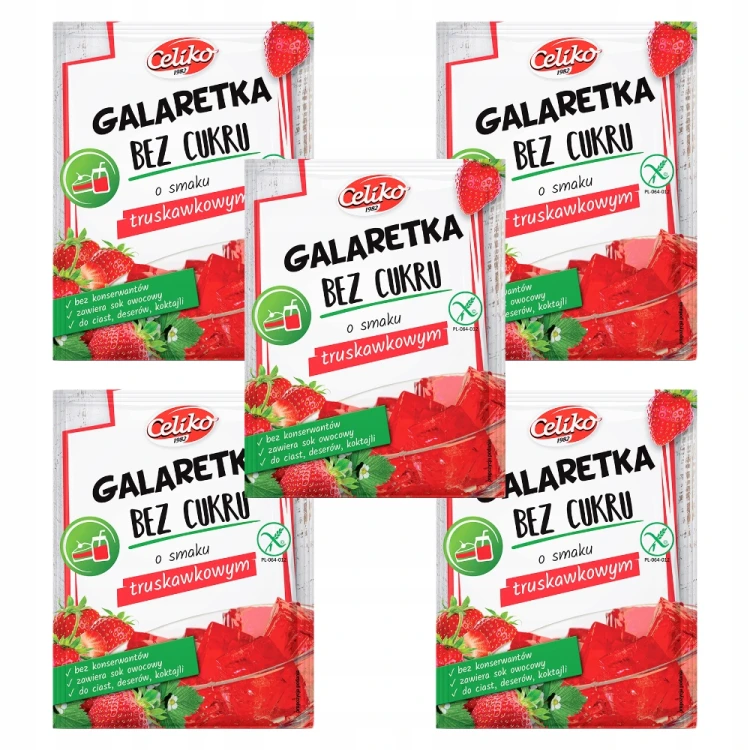 Celiko Galaretka Truskawkowa - 5 szt. bez cukru, bez glutenu