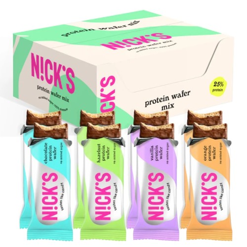 Nick's Protein Wafer MIX Smaków - 8 szt. wafelek białkowy, bez cukru