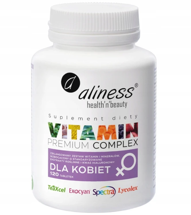 Aliness Vitamin Premium Complex dla kobiet - suplement diety (120 szt.)