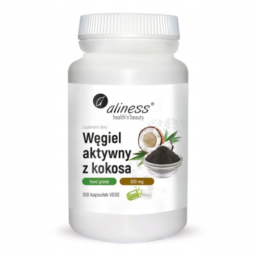 Aliness węgiel aktywny z kokosa 300mg (100 kapsułek)