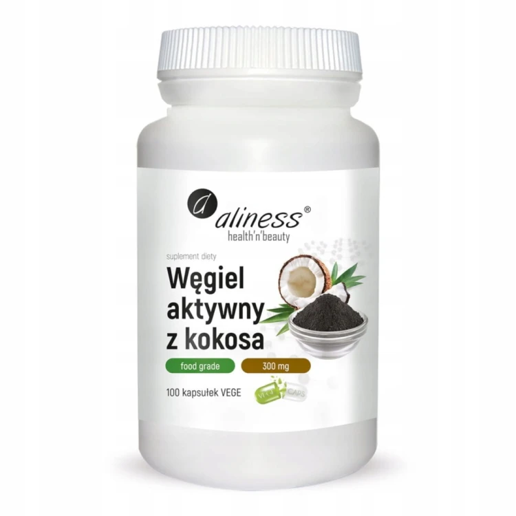 Aliness węgiel aktywny z kokosa 300mg (100 kapsułek)