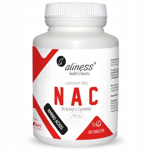 Aliness NAC N-Acetyl-L-Cysteine 190 mg N-Acetyl-L-Cysteina 100tabletek vege