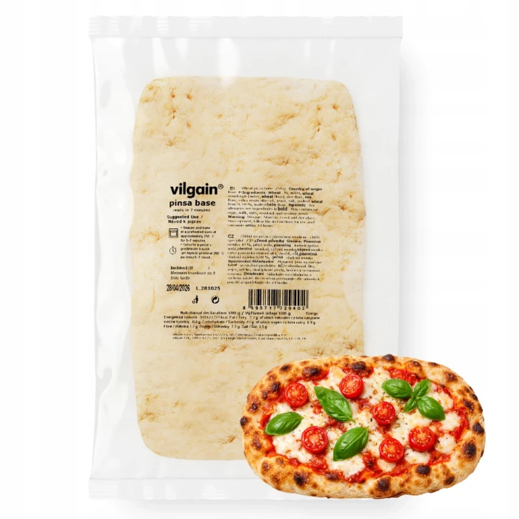 Vilgain Pinsa Romana - spód ciasto do pizzy, oliwa z oliwek, włoska (250g)