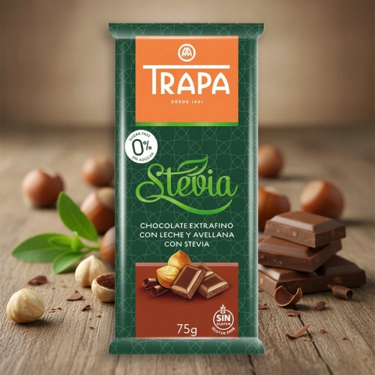 Trapa Czekolada Mleczna MIX Smaków - bez cukru, ze stewią, 75g (Hiszpania)