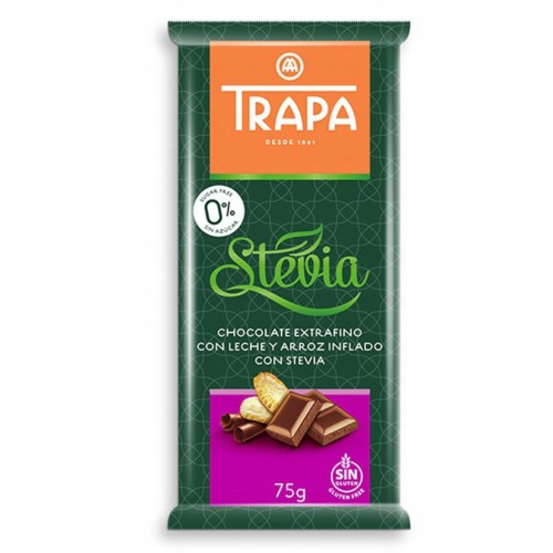 Trapa Czekolada Mleczna Crunchy z Chrupkami- bez cukru, ze stewią, (75g)