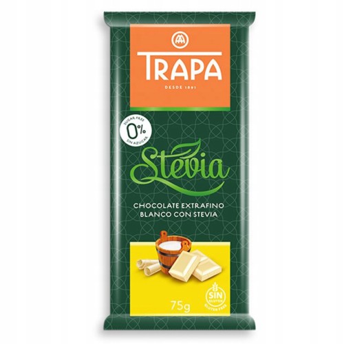 Trapa Czekolada Biała - bez cukru, ze stewią, 75g (Hiszpania)